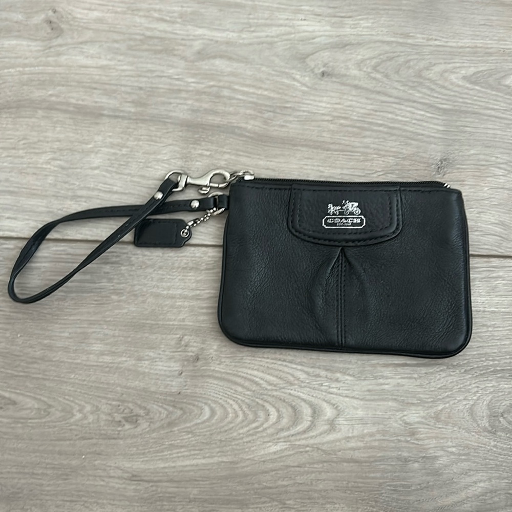 All black leather Coach Wristlet